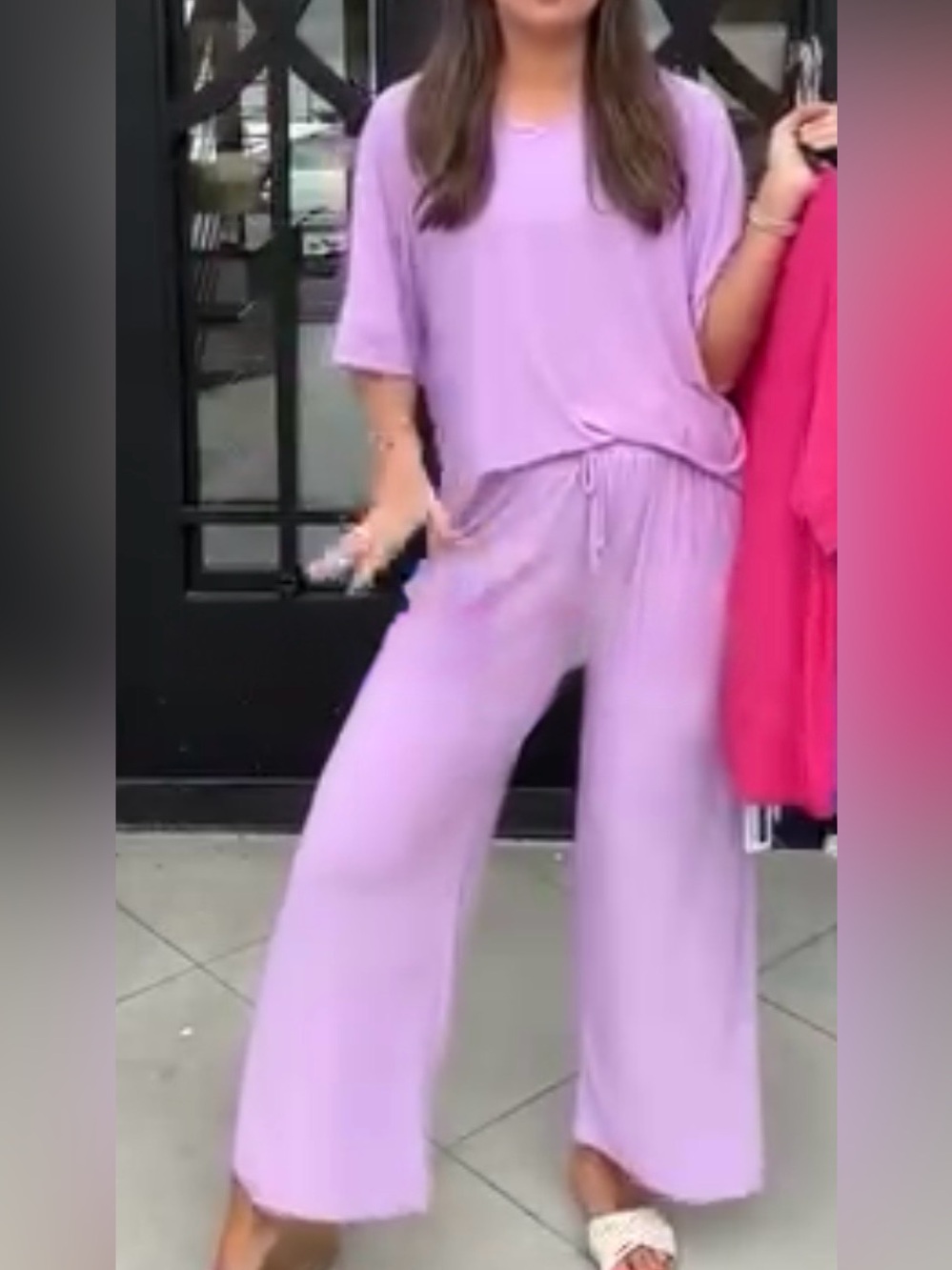 Women Dear Scarlett Wrinkle Free Light Weight Coastal Purple Lilac Matching Set